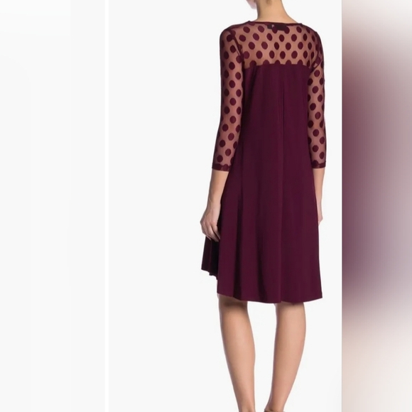 *NWT* Nina Leonard Illusion Burgundy High Low Swing Dress Size XL - Picture 2 of 4
